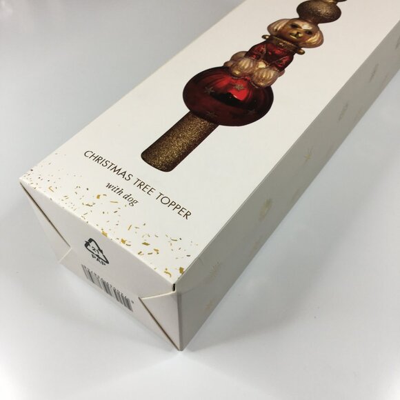 Vondels Christmas Tree Topper with Dog Mouth Blown Glass Hand Painted Poodle - Picture 11 of 16